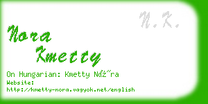 nora kmetty business card